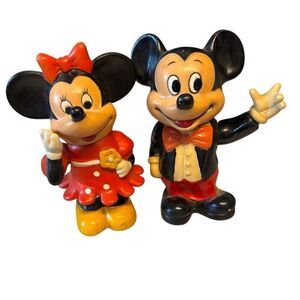 Vintage Disney Mickey & Minnie Mouse Coin Banks No Plugs